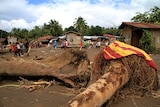 Logs swept by flash floods lie in a village in Salvador, Lanao del Norte in southern Philippines