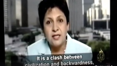 A screenshot of Wafa Sultan's video appearance.