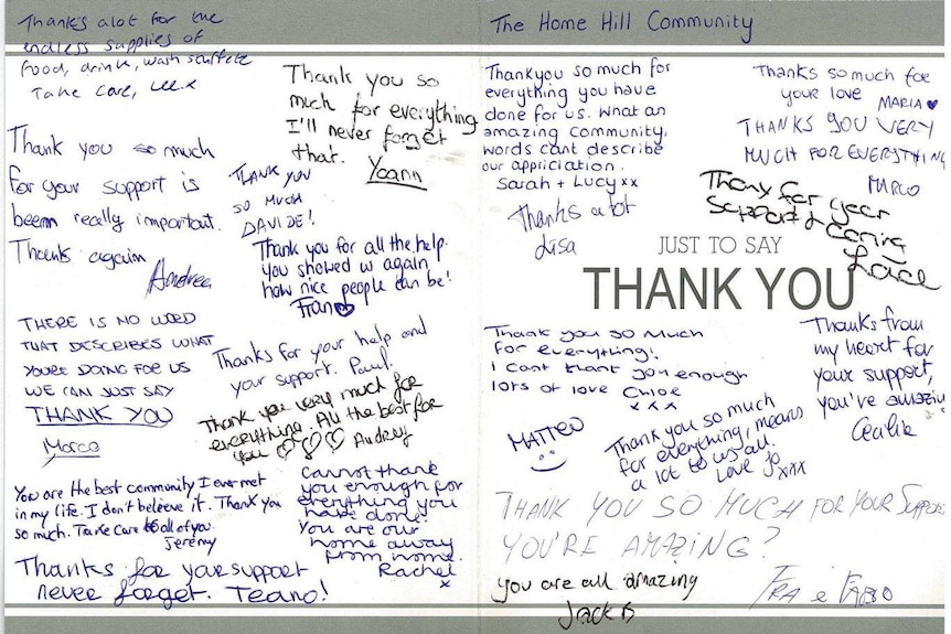 The backpackers affected by the Home Hill stabbing have thanked the community for their support in this card.