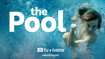 A young woman swimming underwater promoting The Pool on ABC TV and iview.