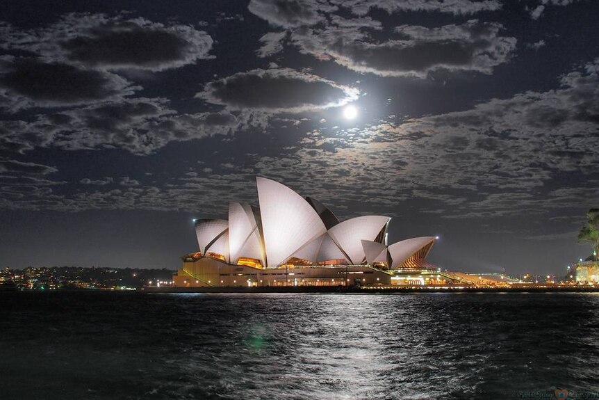 The Sydney Opera House on a moonlit night