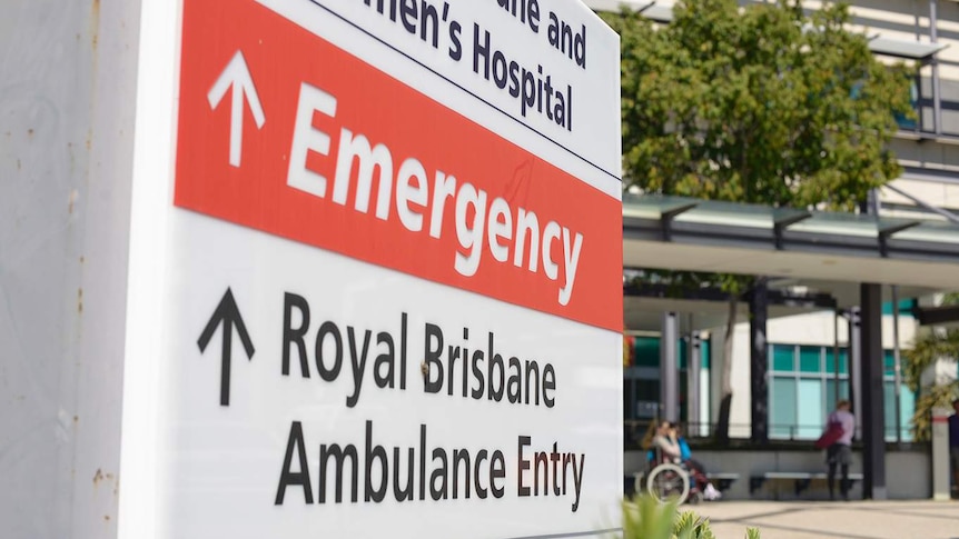 Emergency sign outside Royal Brisbane and Women's Hospital