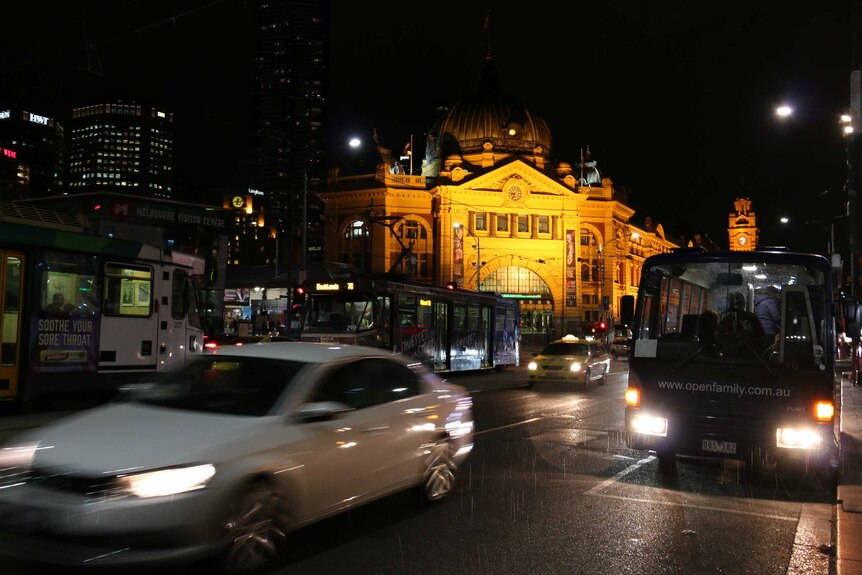 Chatterbox Bus sets up shop outside Flinders Street Station in Melbourne's cbd