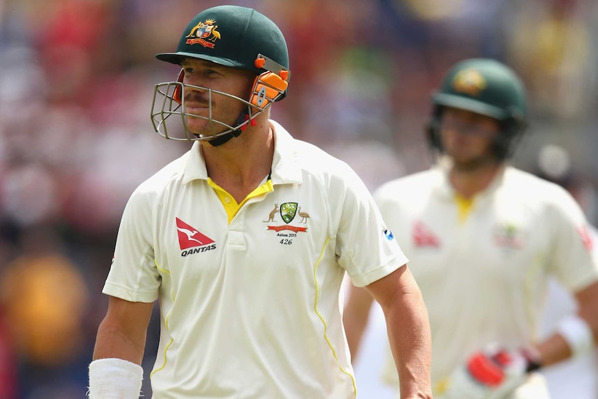 David Warner looks dejected after being dismissed by Moeen Ali on day four in Cardiff