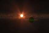 A digital render of newly discovered planet 'AU Mic b' orbiting its star called AU Microscopii, June 2020.