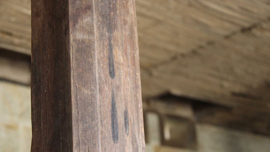 Burn marks in a Tasmanian stable believed to be a form of "magic" practised by early settlers.