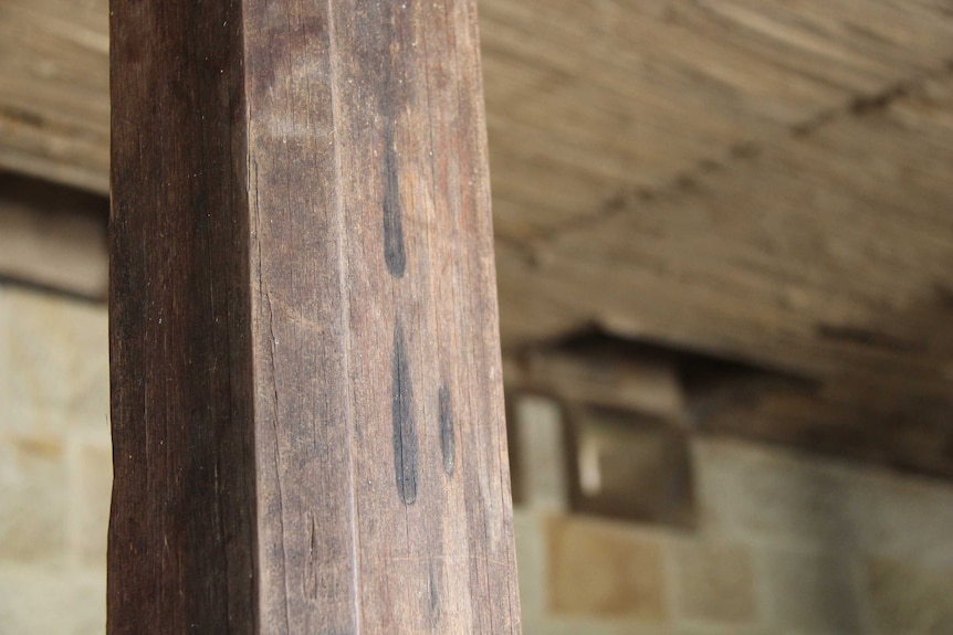 Burn marks in a Tasmanian stable believed to be a form of "magic" practised by early settlers.