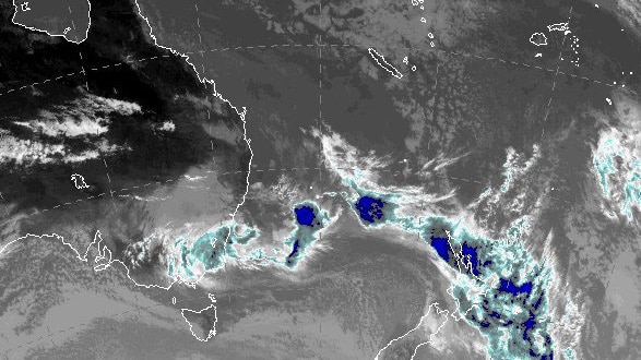A satellite image from the BoM shows the east coast low over NSW.
