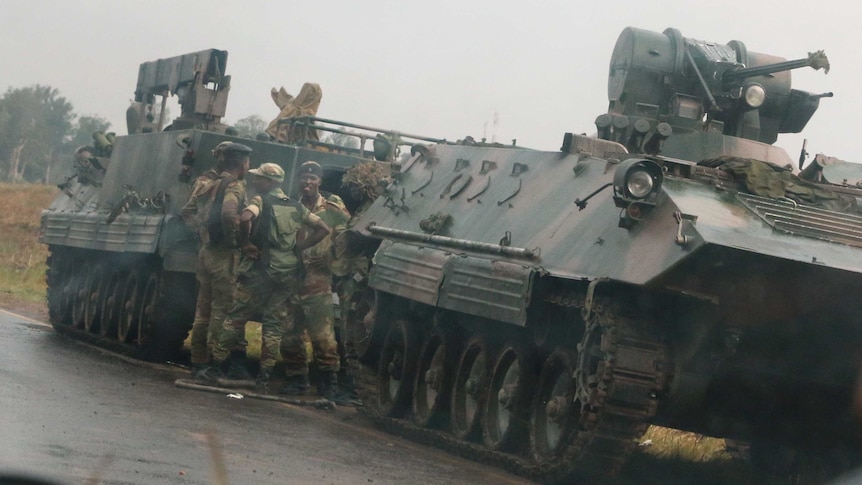 Soldiers and army tanks are seen just outside the capital, Harare (Photo: Reuters/Philimon Bulawayo)