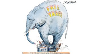 Elephant on the Room from the cover of The Failure of Free Market Economics (Scribe: John Spooner)