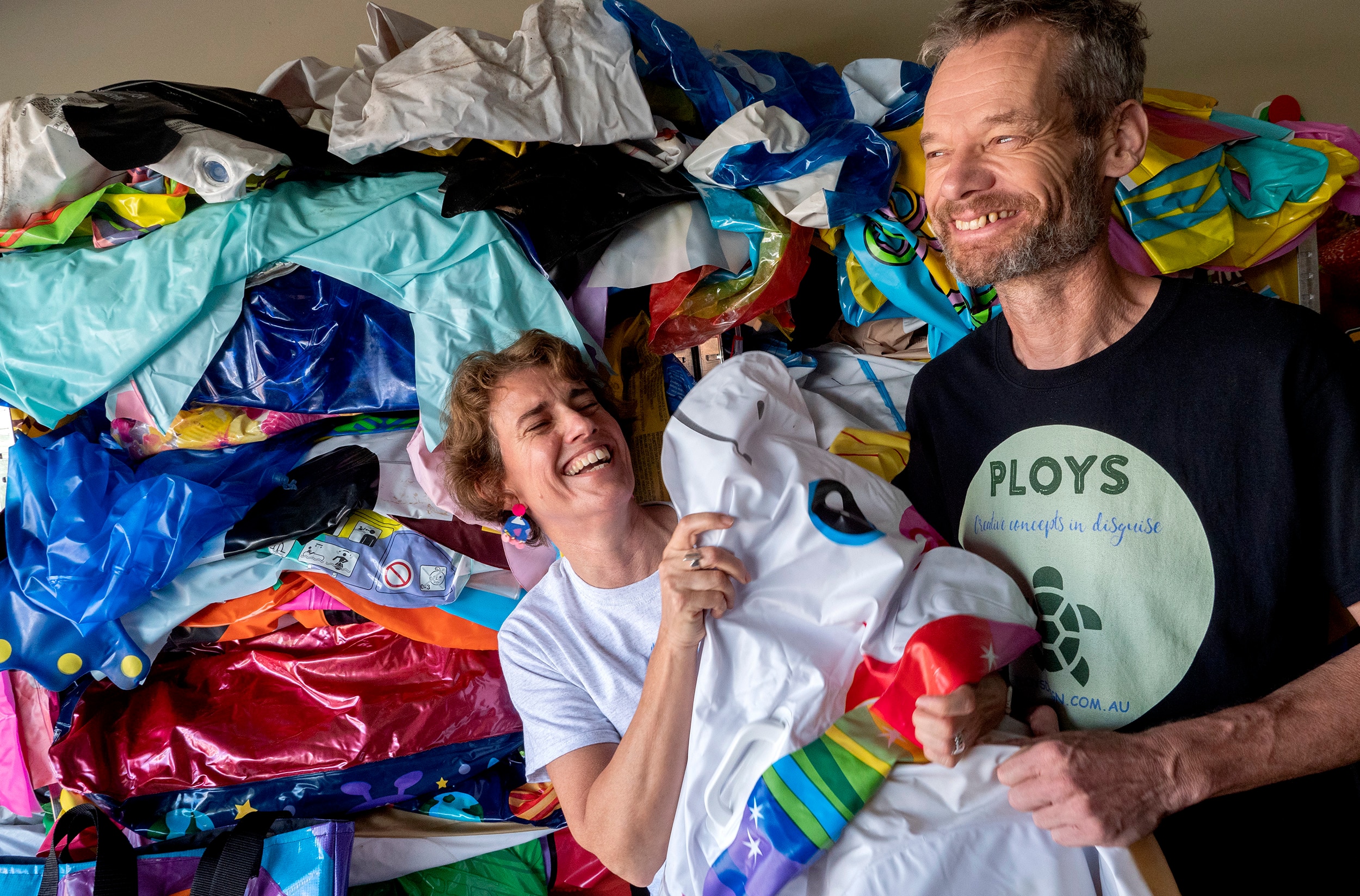 The couple waging a war on waste by recycling plastic pool toys into
