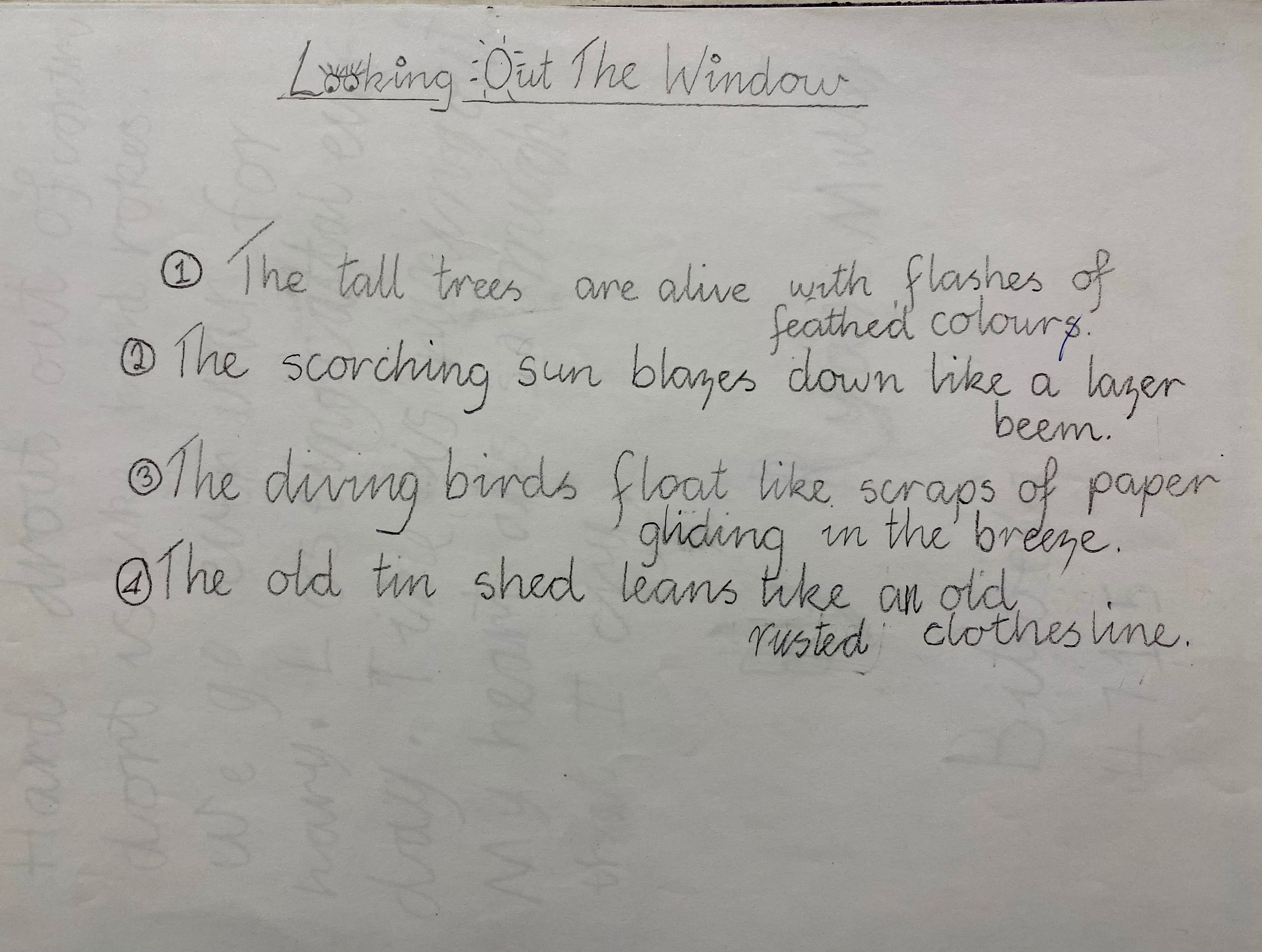 Uma foto de um poema manuscrito de 1999.