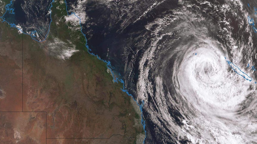 Bureau of Meteorology satellite showing Cyclone Oma more than 1,000 kilometres off the Queensland coast.