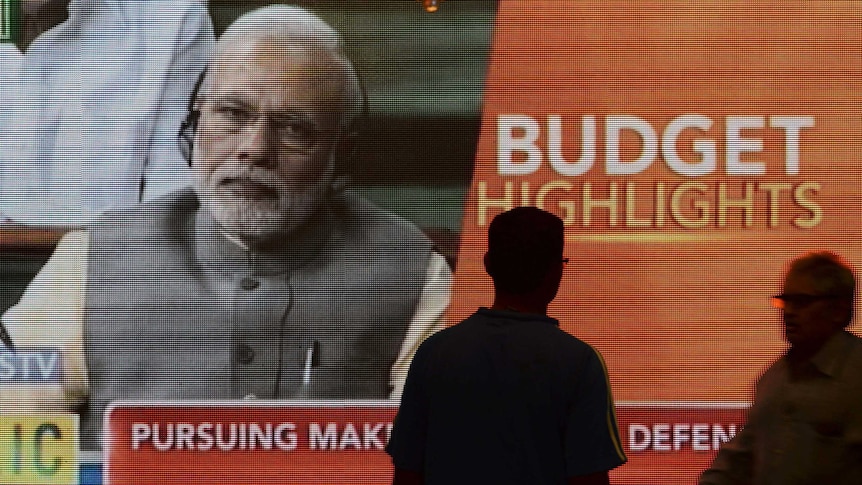 Modi on public screen broadcasting budget announcement