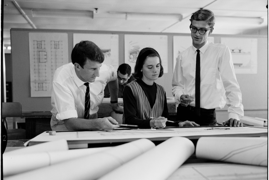 Architects of the Public Works Department at work in Canberra, 1966.