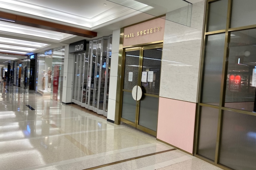 A line of shops closed in an indoor shopping mall at Indooroopilly in Brisbane.