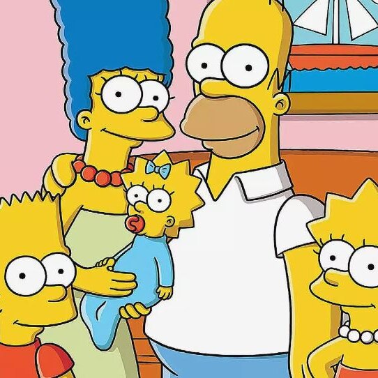 Cartoon characters Bart, Marge, Homer, Lisa and baby Maggie