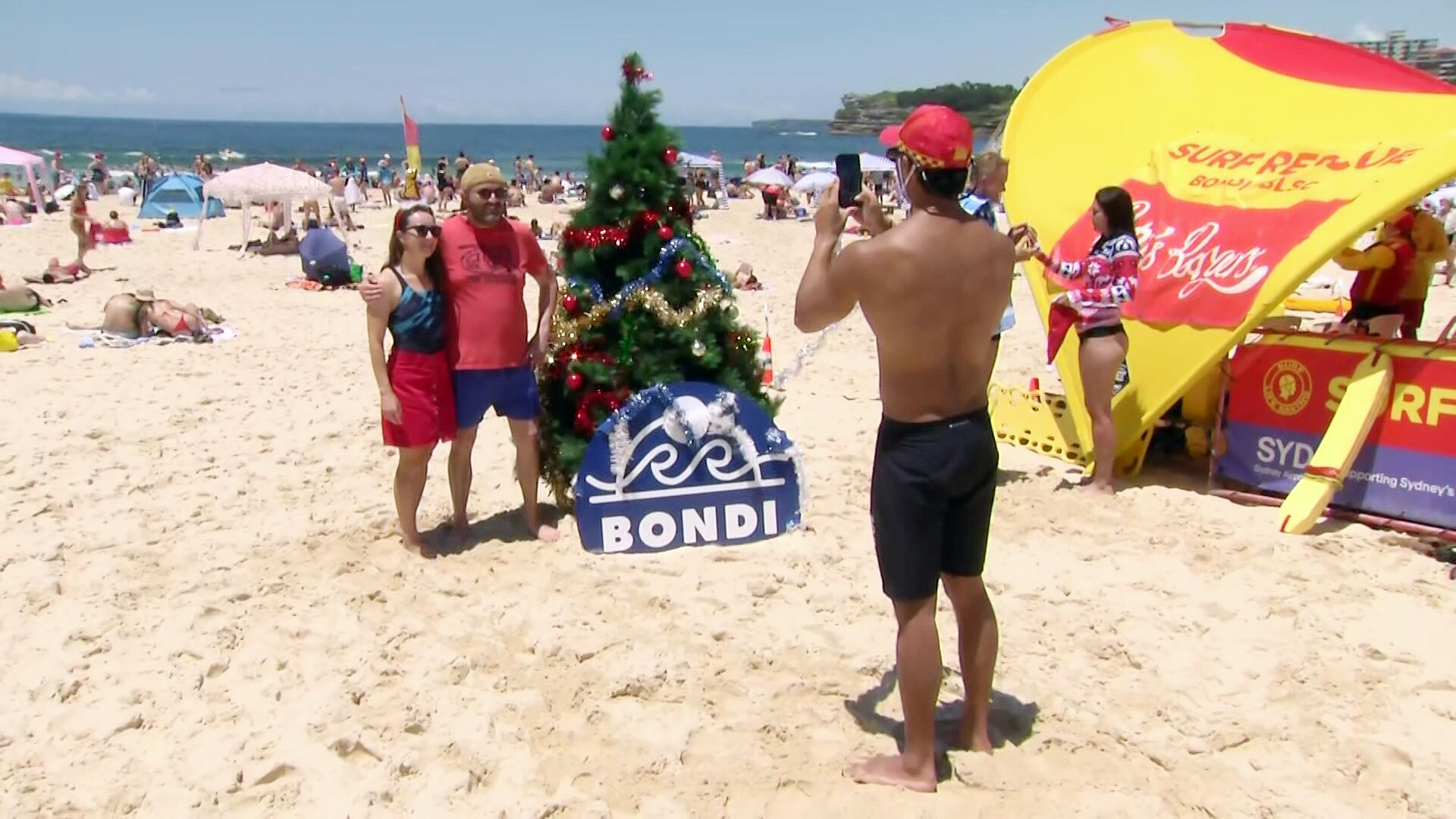 people at bondi beach on christmas day 2023