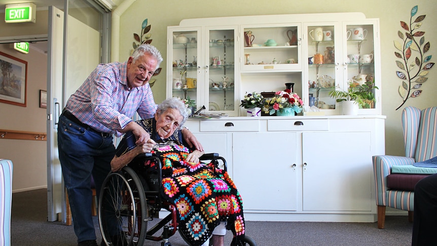 109-year-old Phyllis Lee in her wheelchair