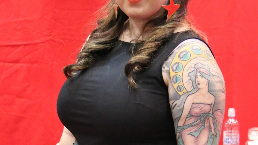 Make-up artist Sophie Anderson shows off her tattoos, June 6, 2014.