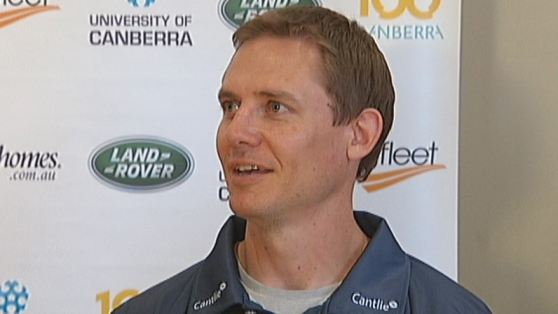 Brumbies head coach Steve Larkham at a press conference.