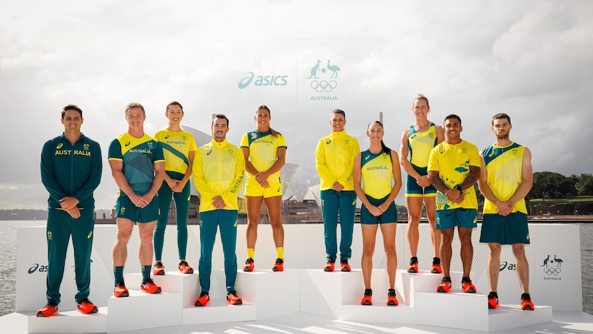 Members of the Australian Olympic Team in their uniforms. 