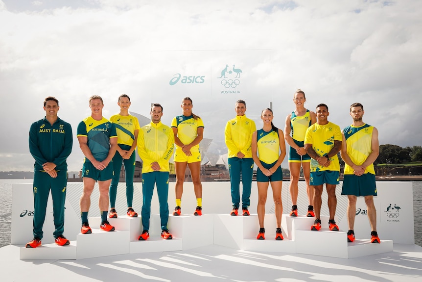 Members of the Australian Olympic Team in their uniforms. 