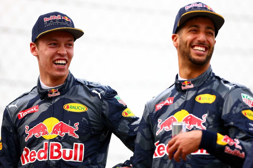 Red Bull's Daniel Ricciardo and Daniil Kvyat