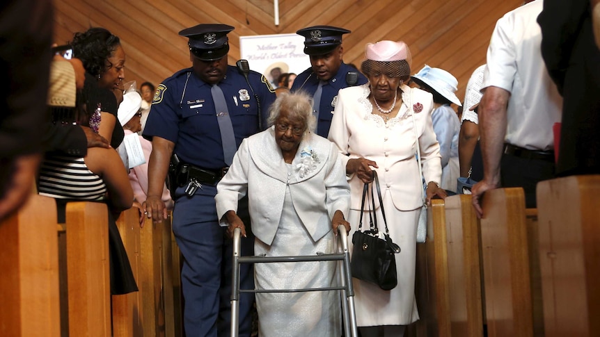 Jeralean Talley at a celebration for her 116th birthday