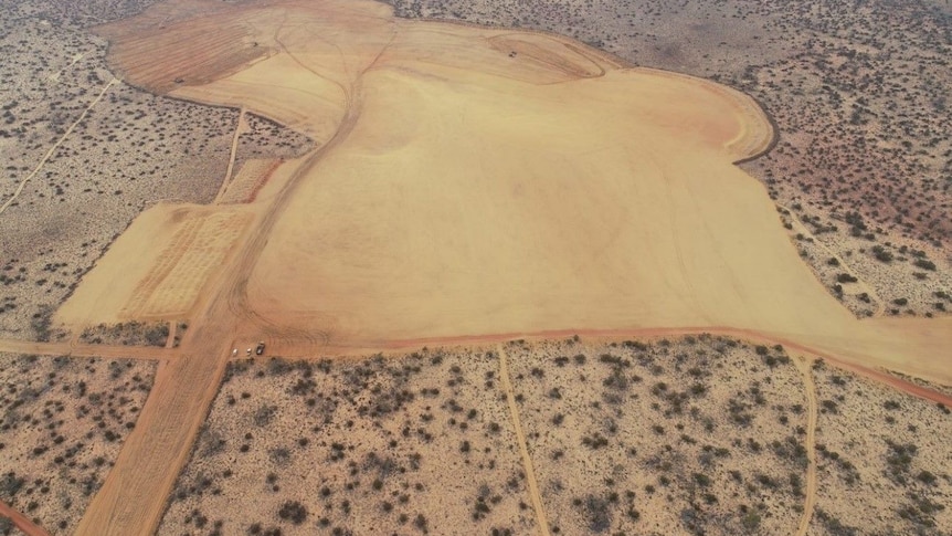 A drone image above a proposed mining project in the outback.  