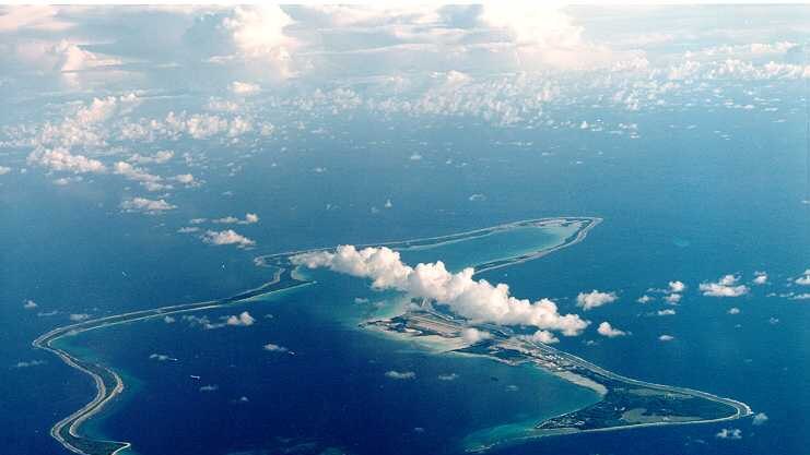 A satellite view of Diego Garcia island