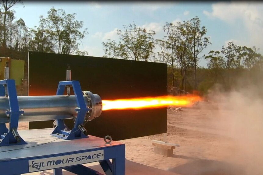A rocket test fire