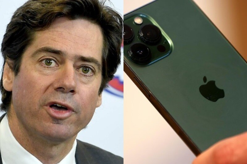 Composite image of Gillon McLachlan and an Apple iPhone.