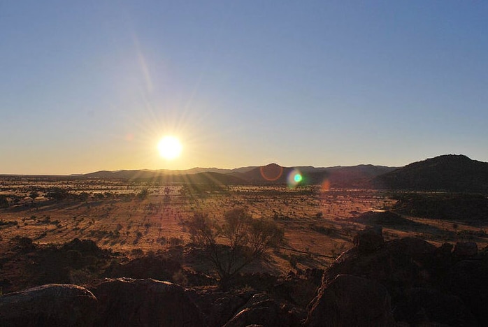 Sunset over the red dust.