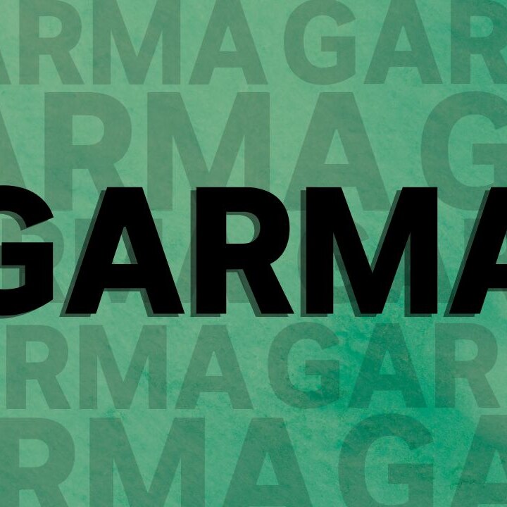 The word 'GARMA' is written in bold block letters with a green background.