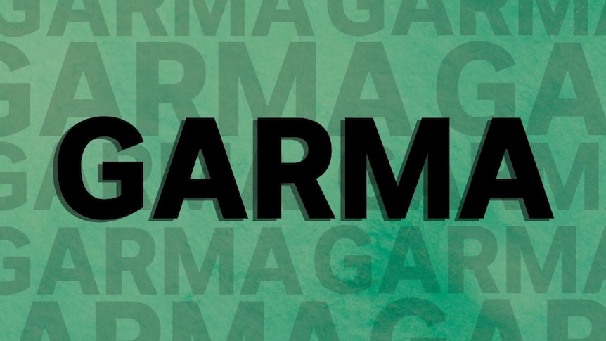 The word 'GARMA' is written in bold block letters with a green background.