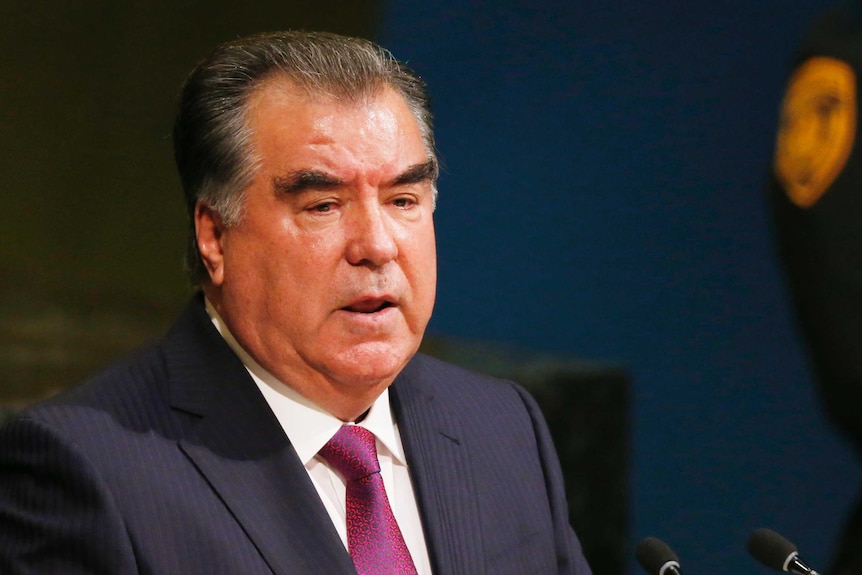 Tajikistan President Emomali Rahmon speaks to UN assembly