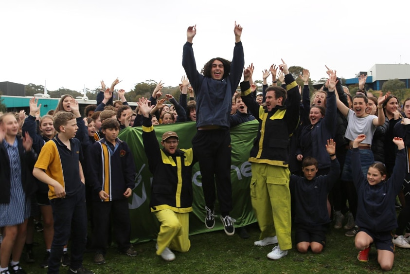 Unearthed High 2018 winner Kian jumping in the air