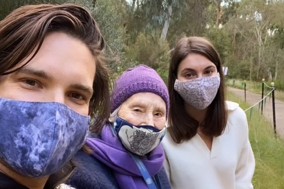 Sandro Demaio with his partner and grandmother, for a story about connecting during lockdown.