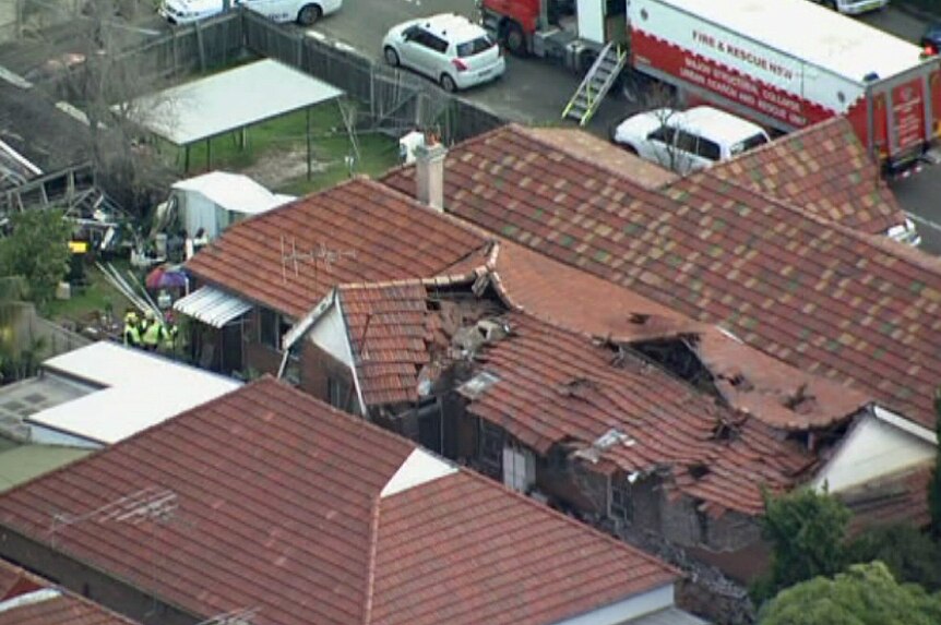 Emergency services were called when the roof of a house partially collapsed in Mascot in Sydney's south.