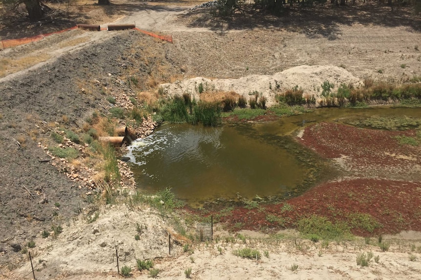 Block banks holding up water in the Darling River.