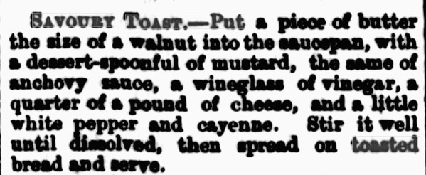  A black and white newspaper ad sets out a recipe for savoury text