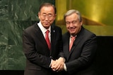 Ban Ki-moon and Antonio Guterres
