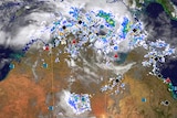 A still image from the National Radar Loop shows the low developing in the Gulf of Carpentaria.