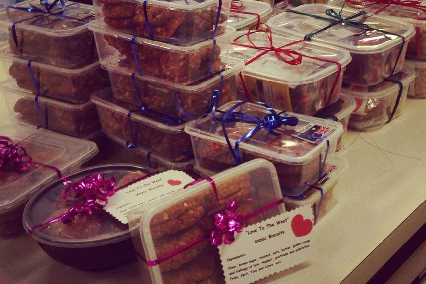 Baked Relief Anzac biscuit goodies sent to drought-affected western Qld in March 2014