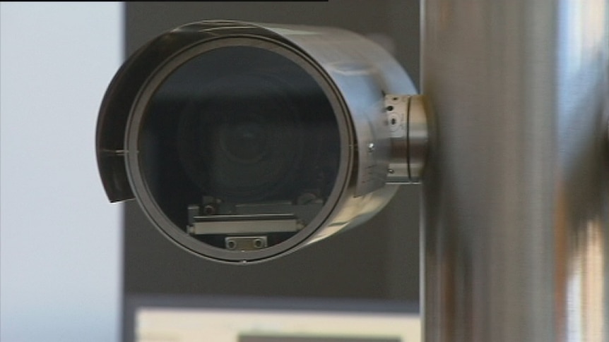 Generic close up of a high-tech CCTV camera at security conference. Taken 4 Sept 2012