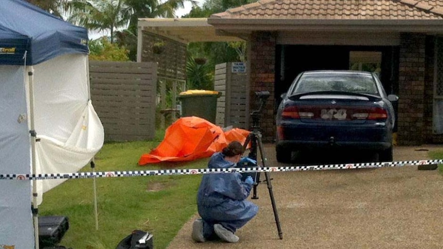 Police forensics work at a house in Arundel on Queensland's Gold Coast.
