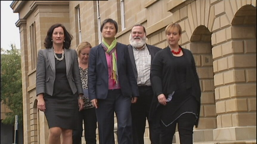 Penny Wong in Hobart to help launch a GST campaign