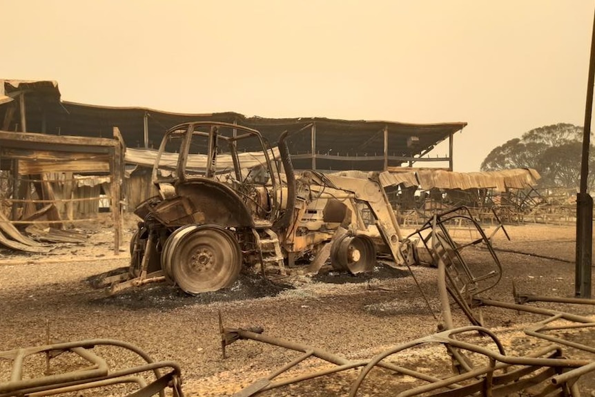 Burnt-out tractor