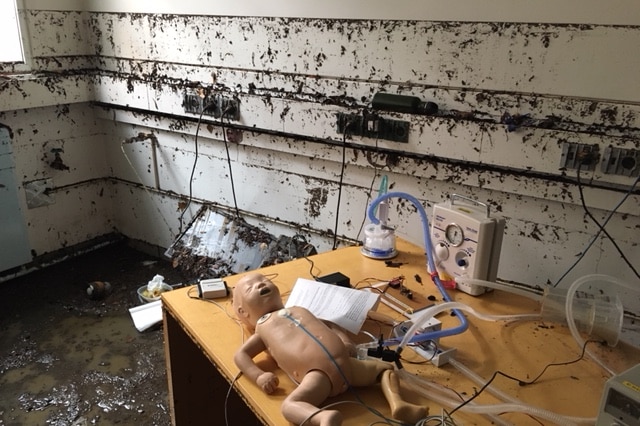 Flood-damaged laboratory at University of Tasmania